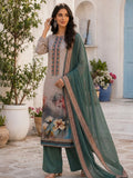 Bottle Green Georgette Embroidered Kurta Set