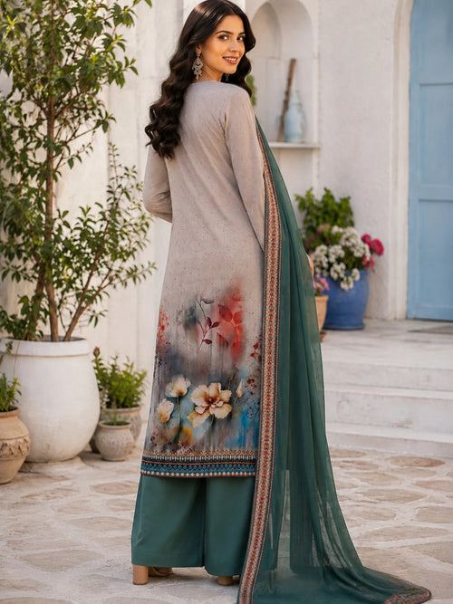 Bottle Green Georgette Embroidered Kurta Set