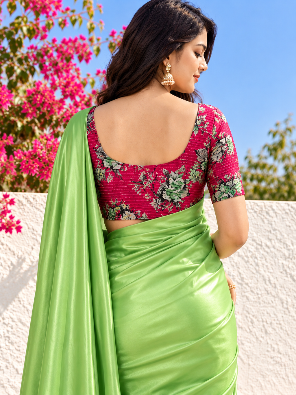 Solid Color Saree Green Solid Crepe Silk Saree – Manjula's Choice